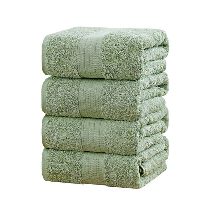 Linenland 4 Piece Cotton Bath Towels Set - Sage Green - ElectronX Plus