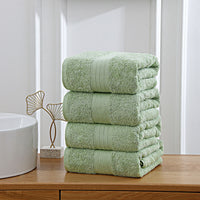 Linenland 4 Piece Cotton Bath Towels Set - Sage Green - ElectronX Plus