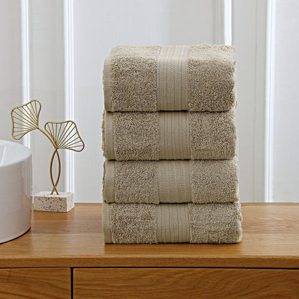 Linenland 4 Piece Cotton Bath Towels Set - Sandstone - ElectronX Plus