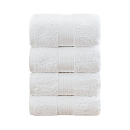 Linenland 4 Piece Cotton Bath Towels Set - White - ElectronX Plus