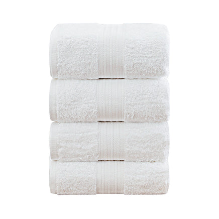 Linenland 4 Piece Cotton Bath Towels Set - White - ElectronX Plus