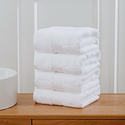 Linenland 4 Piece Cotton Bath Towels Set - White - ElectronX Plus