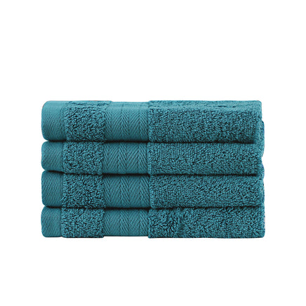 Linenland Bath Towel Set - 4 Piece Cotton Washcloths - Blue - ElectronX Plus