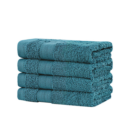 Linenland Bath Towel Set - 4 Piece Cotton Washcloths - Blue - ElectronX Plus