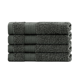 Linenland Bath Towel Set - 4 Piece Cotton Washcloths - Charcoal - ElectronX Plus