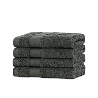 Linenland Bath Towel Set - 4 Piece Cotton Washcloths - Charcoal - ElectronX Plus