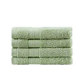 Linenland Bath Towel Set - 4 Piece Cotton Washcloths - Sage Green - ElectronX Plus