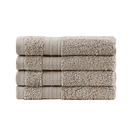 Linenland Bath Towel Set - 4 Piece Cotton Washcloths - Sandstone - ElectronX Plus