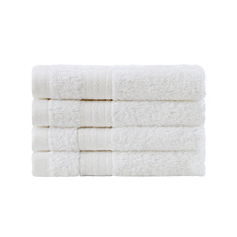 Linenland Bath Towel Set - 4 Piece Cotton Washcloths - White - ElectronX Plus