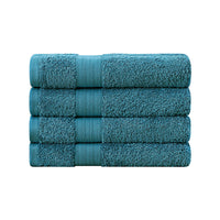 Linenland Bath Towel 4 Piece Cotton Hand Towels Set - Blue - ElectronX Plus