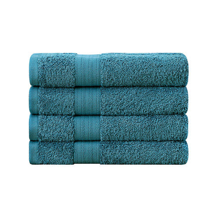 Linenland Bath Towel 4 Piece Cotton Hand Towels Set - Blue - ElectronX Plus