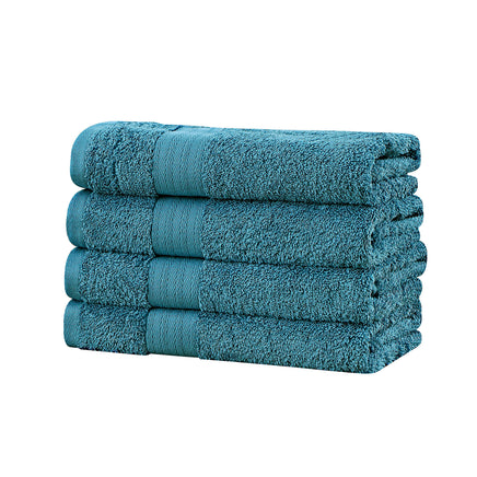 Linenland Bath Towel 4 Piece Cotton Hand Towels Set - Blue - ElectronX Plus