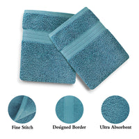 Linenland Bath Towel 4 Piece Cotton Hand Towels Set - Blue - ElectronX Plus