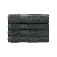 Linenland Bath Towel 4 Piece Cotton Hand Towels Set - Charcoal - ElectronX Plus