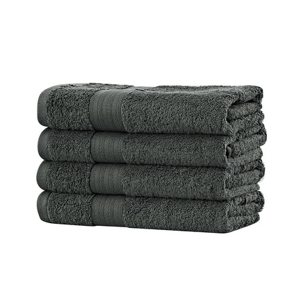 Linenland Bath Towel 4 Piece Cotton Hand Towels Set - Charcoal - ElectronX Plus