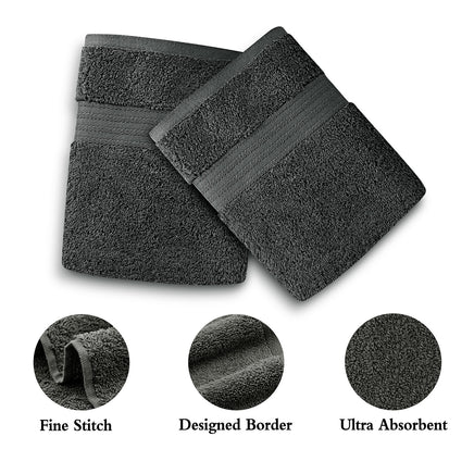 Linenland Bath Towel 4 Piece Cotton Hand Towels Set - Charcoal - ElectronX Plus