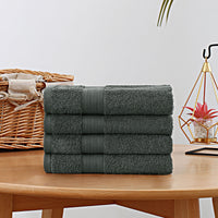 Linenland Bath Towel 4 Piece Cotton Hand Towels Set - Charcoal - ElectronX Plus