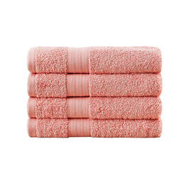 Linenland Bath Towel 4 Piece Cotton Hand Towels Set - Coral - ElectronX Plus