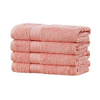 Linenland Bath Towel 4 Piece Cotton Hand Towels Set - Coral - ElectronX Plus