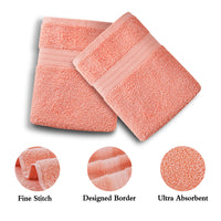 Linenland Bath Towel 4 Piece Cotton Hand Towels Set - Coral - ElectronX Plus