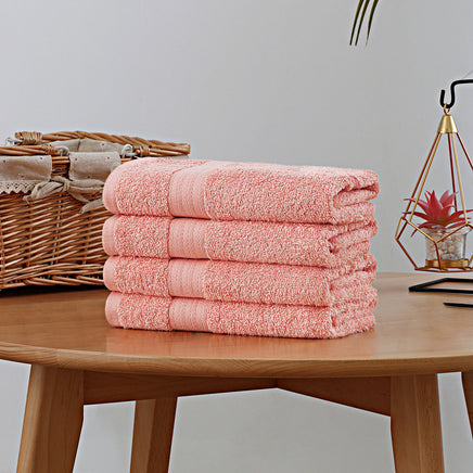 Linenland Bath Towel 4 Piece Cotton Hand Towels Set - Coral - ElectronX Plus