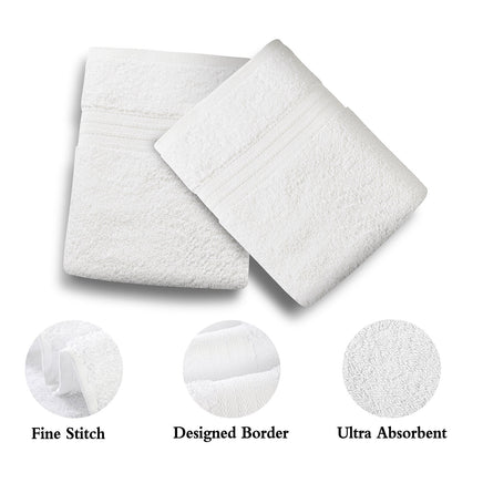 Linenland Bath Towel 4 Piece Cotton Hand Towels Set - White - ElectronX Plus