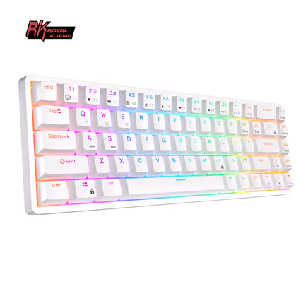 ROYAL KLUDGE RK68 Wireless Hot Swap White 65% Mechanical Keyboard, Red Switch - ElectronX Plus