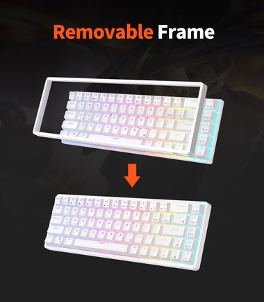 ROYAL KLUDGE RK68 Wireless Hot Swap White 65% Mechanical Keyboard, Red Switch - ElectronX Plus