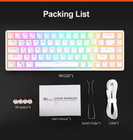 ROYAL KLUDGE RK68 Wireless Hot Swap White 65% Mechanical Keyboard, Red Switch - ElectronX Plus