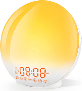 Sunrise Alarm Clock Wake Up Light 7 Sounds, Dual Alarms, Snooze, FM Radio - ElectronX Plus