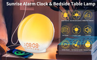 Sunrise Alarm Clock Wake Up Light 7 Sounds, Dual Alarms, Snooze, FM Radio - ElectronX Plus