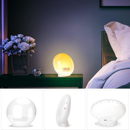 Sunrise Alarm Clock Wake Up Light 7 Sounds, Dual Alarms, Snooze, FM Radio - ElectronX Plus