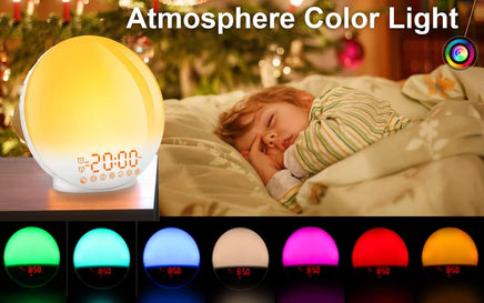 Sunrise Alarm Clock Wake Up Light 7 Sounds, Dual Alarms, Snooze, FM Radio - ElectronX Plus