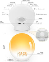 Sunrise Alarm Clock Wake Up Light 7 Sounds, Dual Alarms, Snooze, FM Radio - ElectronX Plus