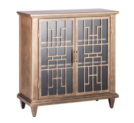 Iron Glass Buffet Sideboard Cabinet with 3 Level Storage in Brass Finish - ElectronX Plus