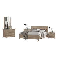 4 Pieces Bedroom Suite Natural Wood Like MDF Structure Double Size Oak Colour Bed, Bedside Table & Dresser - ElectronX Plus