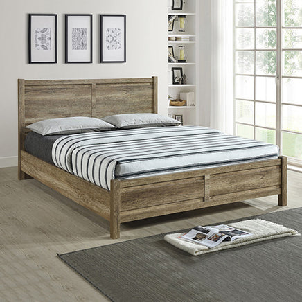 4 Pieces Bedroom Suite Natural Wood Like MDF Structure Double Size Oak Colour Bed, Bedside Table & Dresser - ElectronX Plus