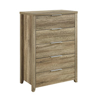 4 Pieces Bedroom Suite Natural Wood Like MDF Structure Double Size Oak Colour Bed, Bedside Table & Dresser - ElectronX Plus