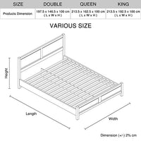 4 Pieces Bedroom Suite Natural Wood Like MDF Structure Double Size Oak Colour Bed, Bedside Table & Dresser - ElectronX Plus