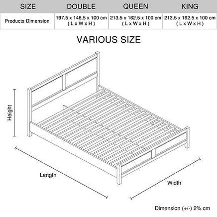 4 Pieces Bedroom Suite Natural Wood Like MDF Structure Double Size Oak Colour Bed, Bedside Table & Dresser - ElectronX Plus