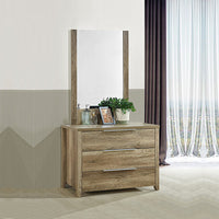 4 Pieces Bedroom Suite Natural Wood Like MDF Structure King Size Oak Colour Bed, Bedside Table & Dresser - ElectronX Plus