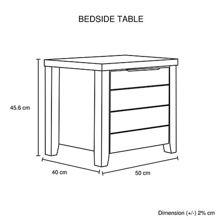 4 Pieces Bedroom Suite Natural Wood Like MDF Structure Queen Size Oak Colour Bed, Bedside Table & Dresser - ElectronX Plus