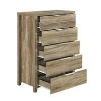 4 Pieces Bedroom Suite Natural Wood Like MDF Structure Double Size Oak Colour Bed, Bedside Table & Tallboy - ElectronX Plus