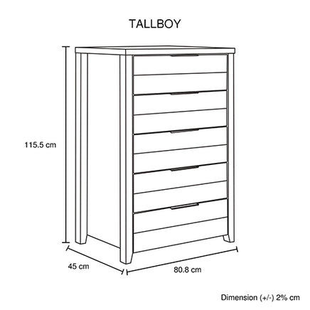 4 Pieces Bedroom Suite Natural Wood Like MDF Structure Double Size Oak Colour Bed, Bedside Table & Tallboy - ElectronX Plus