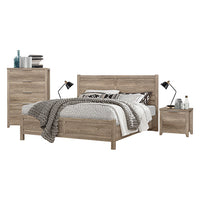 4 Pieces Bedroom Suite Natural Wood Like MDF Structure King Size Oak Colour Bed, Bedside Table & Tallboy - ElectronX Plus