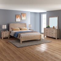 4 Pieces Bedroom Suite in Solid Wood Veneered Acacia Construction Timber Slat Queen Size Oak Colour Bed, Bedside Table & Dresser - ElectronX Plus