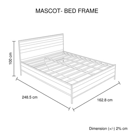 4 Pieces Bedroom Suite with Particle Board Contraction and Metal Legs Queen Size Oak Colour Bed, Bedside Table & Tallboy - ElectronX Plus