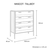 4 Pieces Bedroom Suite with Particle Board Contraction and Metal Legs Queen Size Oak Colour Bed, Bedside Table & Tallboy - ElectronX Plus