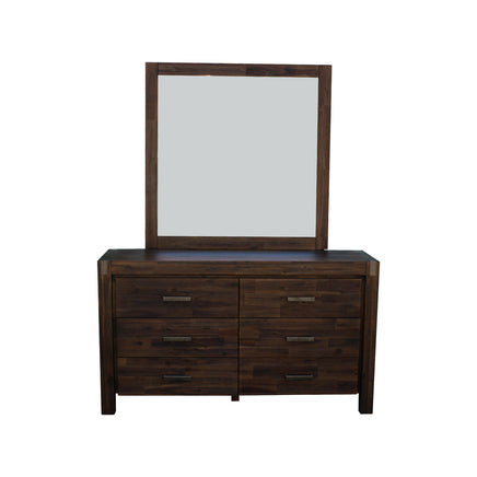 4 Pieces Bedroom Suite in Solid Wood Veneered Acacia Construction Timber Slat King Size Chocolate Colour Bed, Bedside Table & Dresser - ElectronX Plus