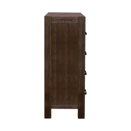 4 Pieces Bedroom Suite in Solid Wood Veneered Acacia Construction Timber Slat Double Size Chocolate Colour Bed, Bedside Table & Tallboy - ElectronX Plus